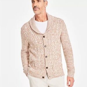 Club Room Men's Cable Knit shawl Cardigan‎ neutral fisherman heritage cabincore